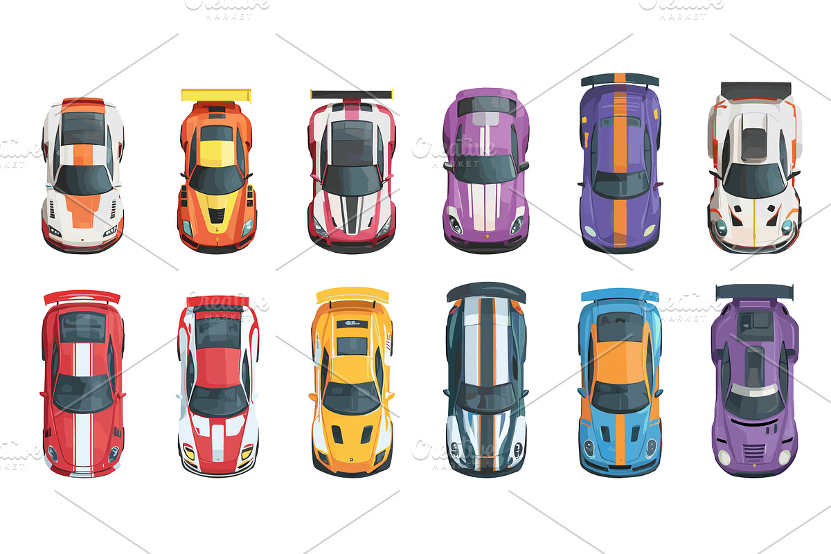 Cars top view. Sports car miniature, a Transportation Illustration by Stock-Smart-Start