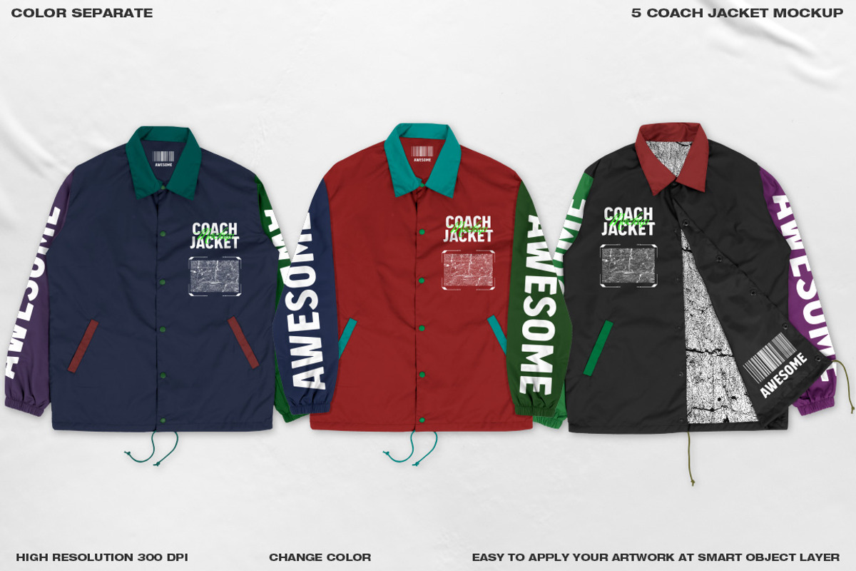 5 Coach Jacket - Mockup, a Hoody Mockup by DaldSgh (Photo 3 of 9)