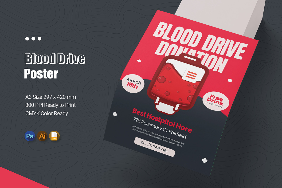 Blood Drive Donation Poster, a Poster Template by Esensifiksi.studio