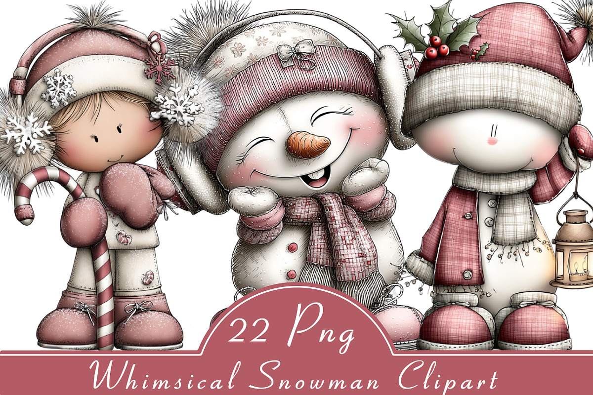 Whimsical Snowman Clipart, an Illustration by Libby Wishes (Photo 1 of 8)