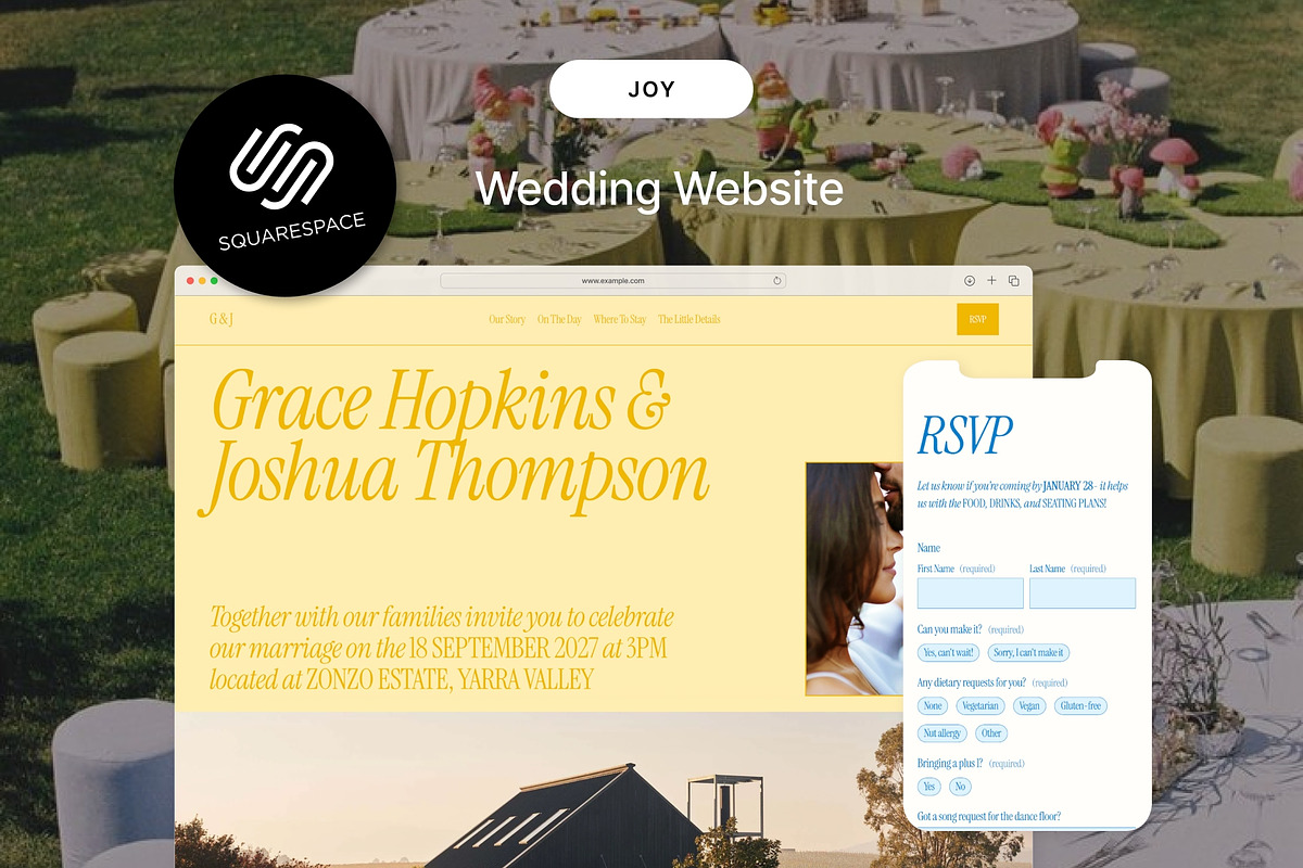 Joy — Bold Winery Wedding Template, a Squarespace Template by WebInAWeek (Photo 1 of 6)