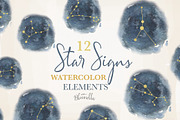 Star Signs Set Watercolor Astrology, an Illustration by Bloomella (Thumbnail 1 of 7)
