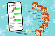 Cute Girl Emotions Sticker Pack, an Illustration by Svetlana Voloshina (Thumbnail 4 of 4)