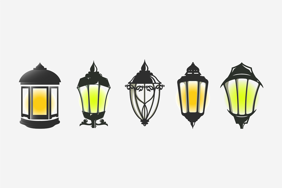 set bundle lantern icon logo lamp