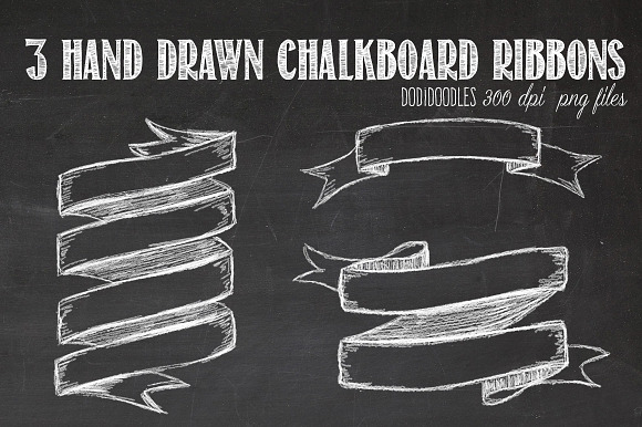 Hand Drawn Chalkboard Ribbons preview 2