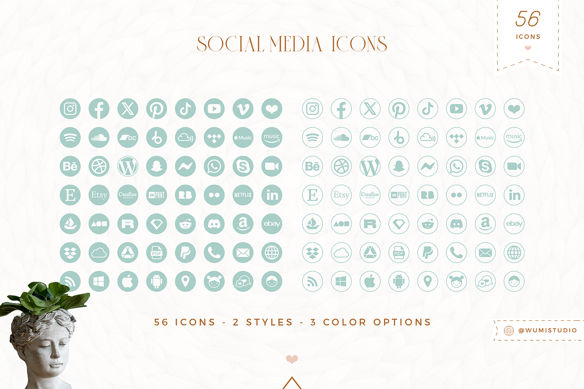 Social Media Icons, a Solid Icon by Wumi Studio (Photo 2 of 5)