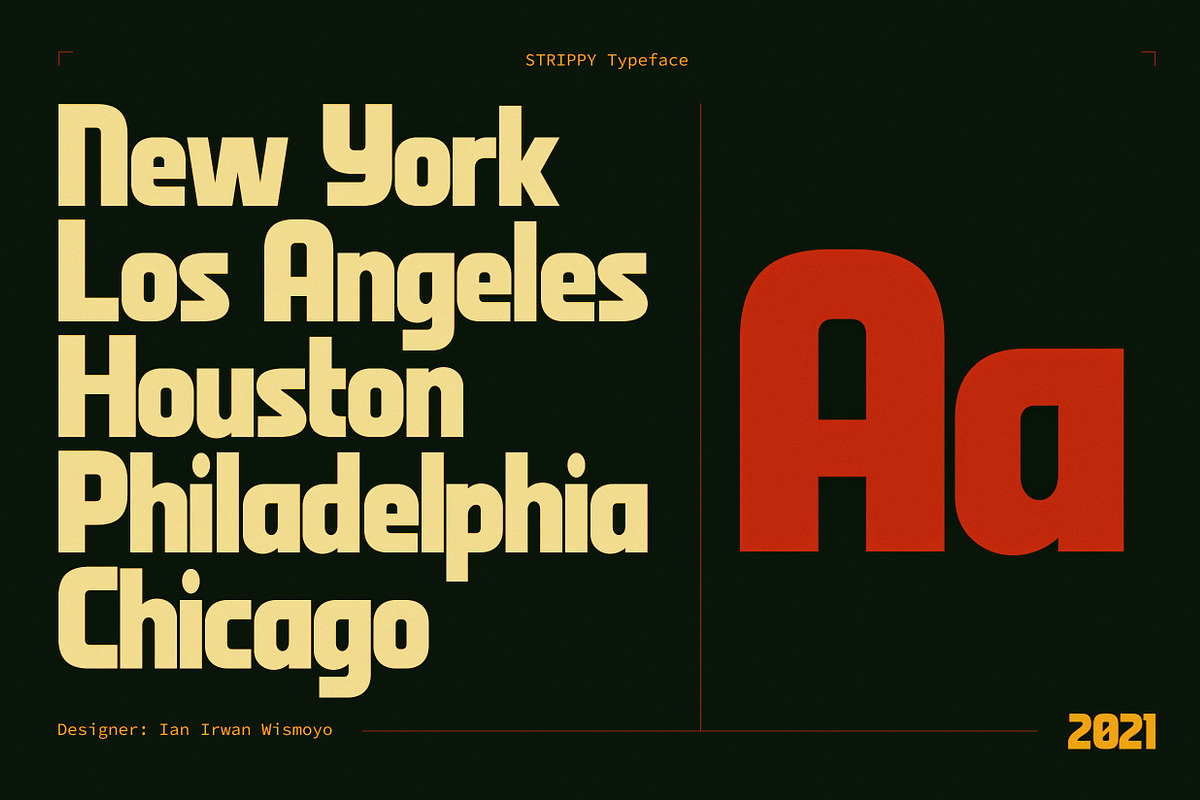 Strippy - Bold Futuristic Fonts, a Sans Serif Font by Ian Irwanwismoyo (Photo 2 of 13)