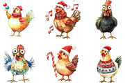 Funny Christmas Chicken Clipart, an Illustration by CraftArtStudio (Thumbnail 2 of 6)