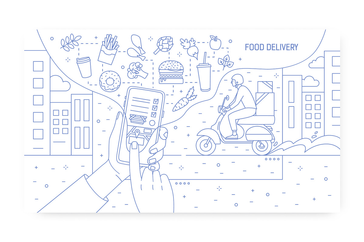 Food delivery app banner, flyer, a Food Illustration by Good Studio (Photo 3 of 5)