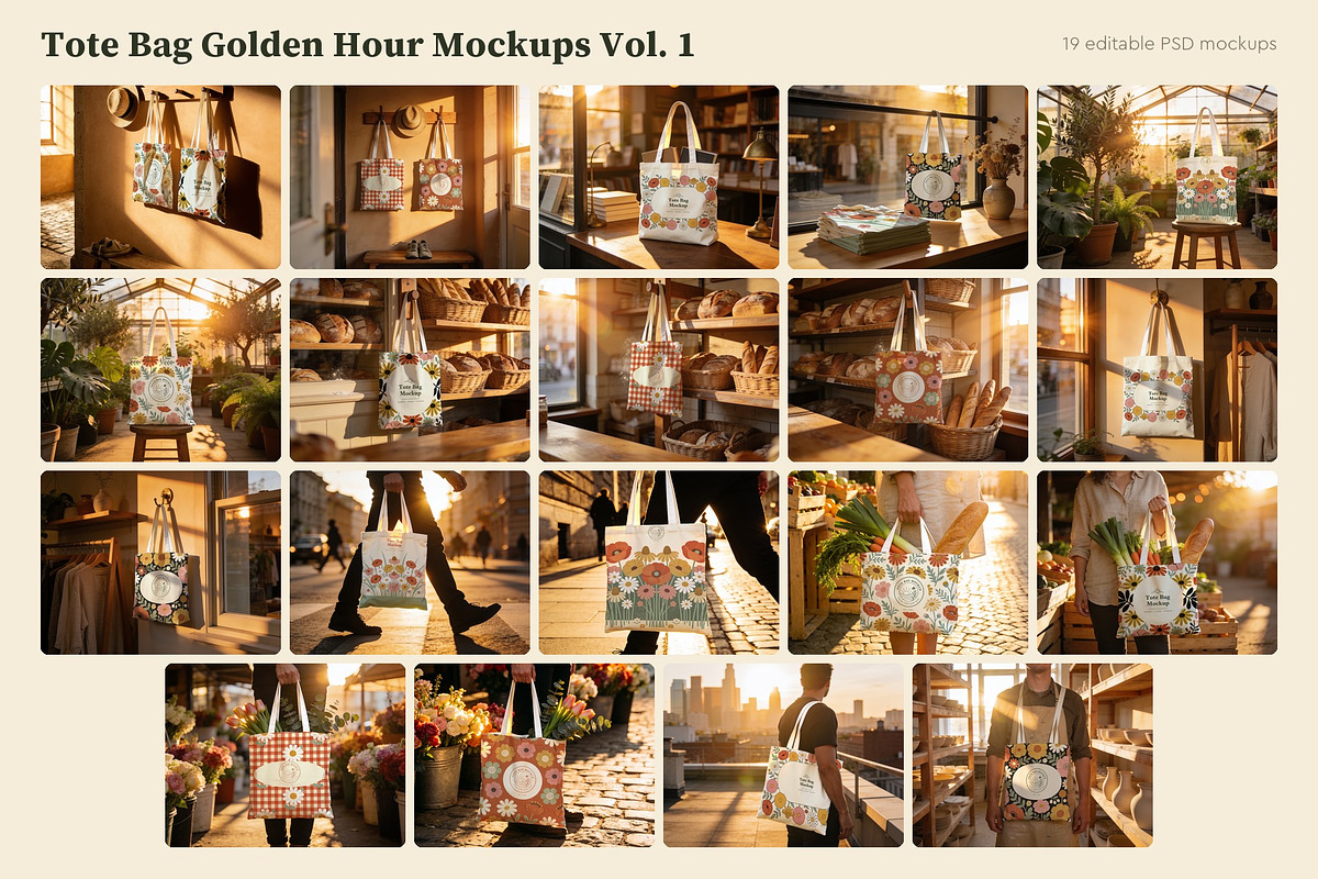 Tote Bag Golden Hour Mockups Vol. 1, a Merchandise Mockup by Motion-Box (Photo 3 of 4)