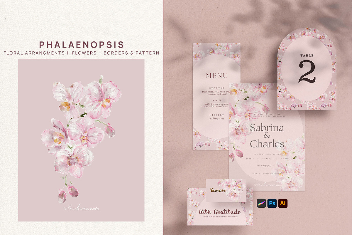 Pink Orchid Phalaenopsis Art, an Illustration by slowlivecreate (Photo 4 of 7)