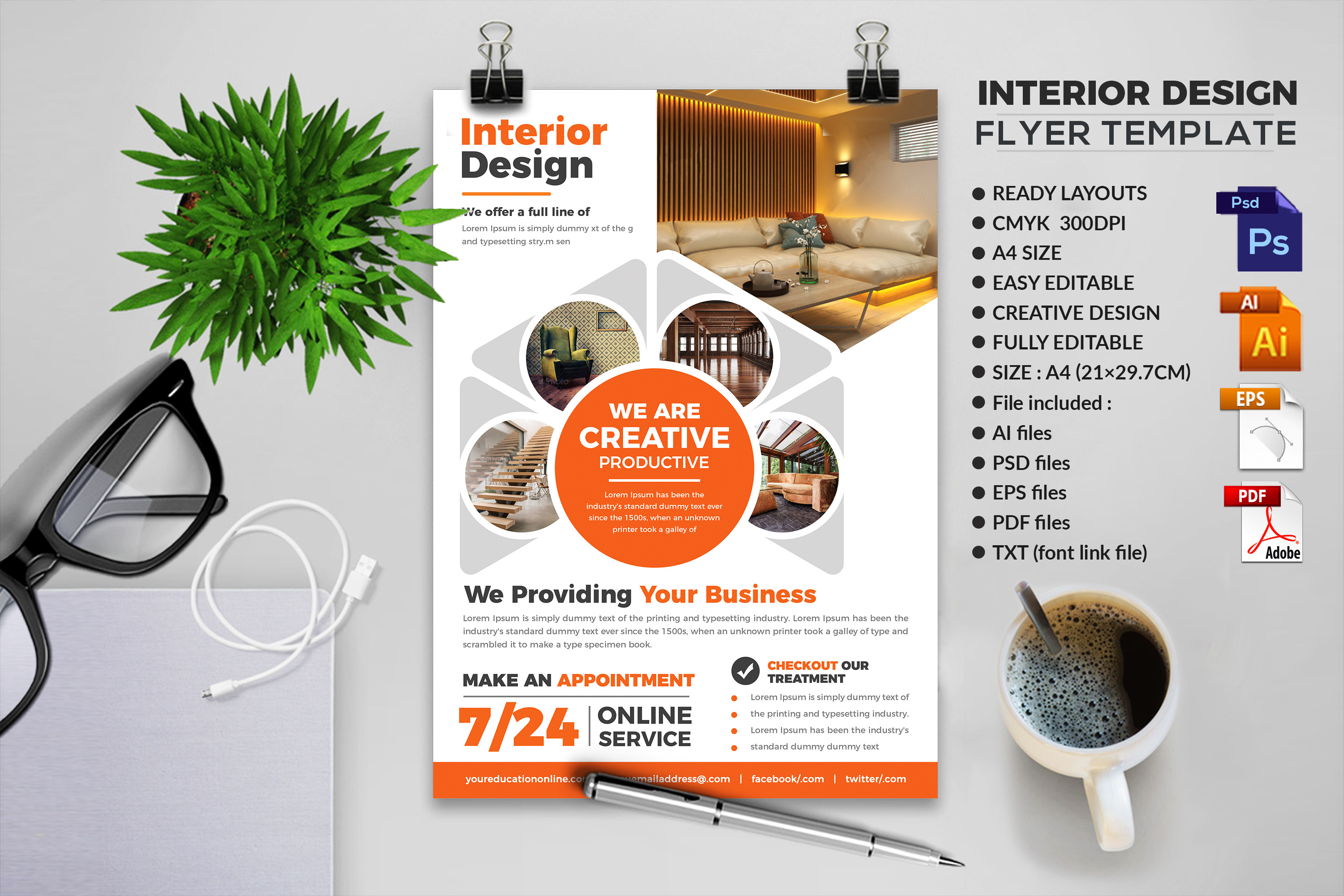 Interior Design Flyer Templates, a Flyer Template by AfzaalGraphics