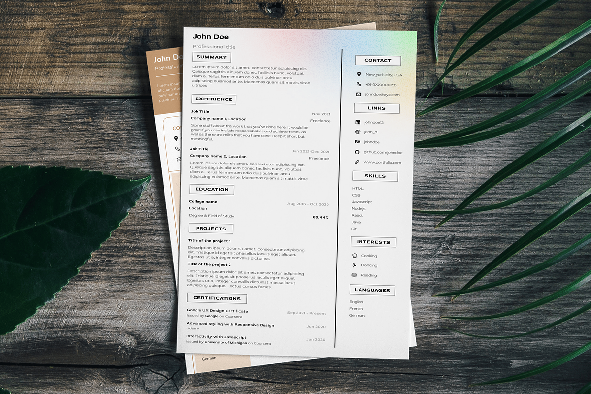 Resume Templates (Figma), a Resume Template by himali_k