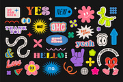 HAND DRAWN RETRO STICKERS + PATTERN, a Decorative Illustration by UnaAnya (Thumbnail 2 of 5)
