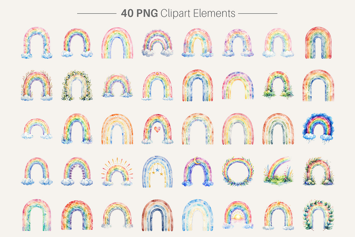 Boho Rainbow PNG Sublimation Bundle, an Illustration by Artnoy (Photo 2 of 8)