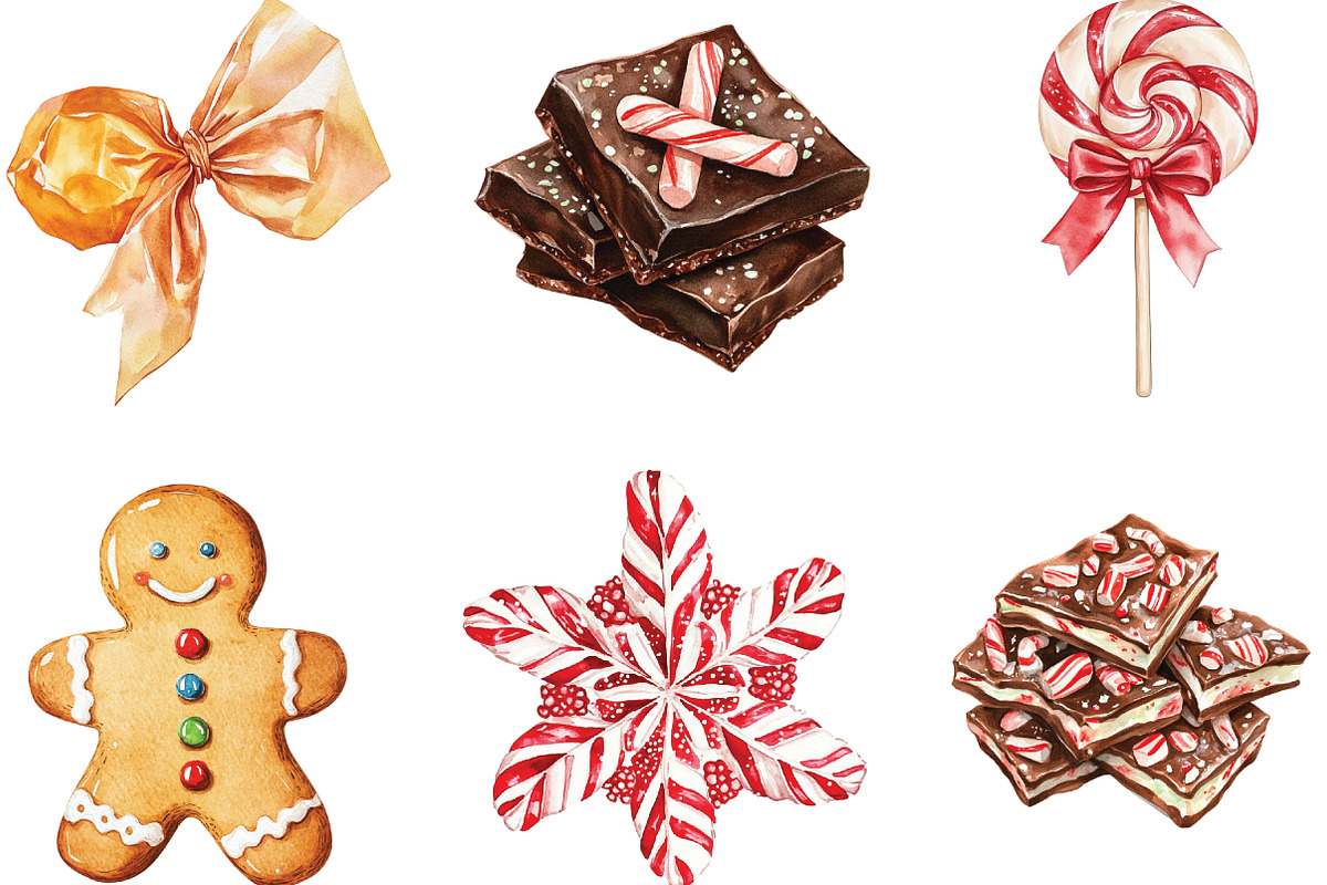 Vintage Christmas Candy Clipart, an Illustration by CraftArtStudio (Photo 2 of 6)