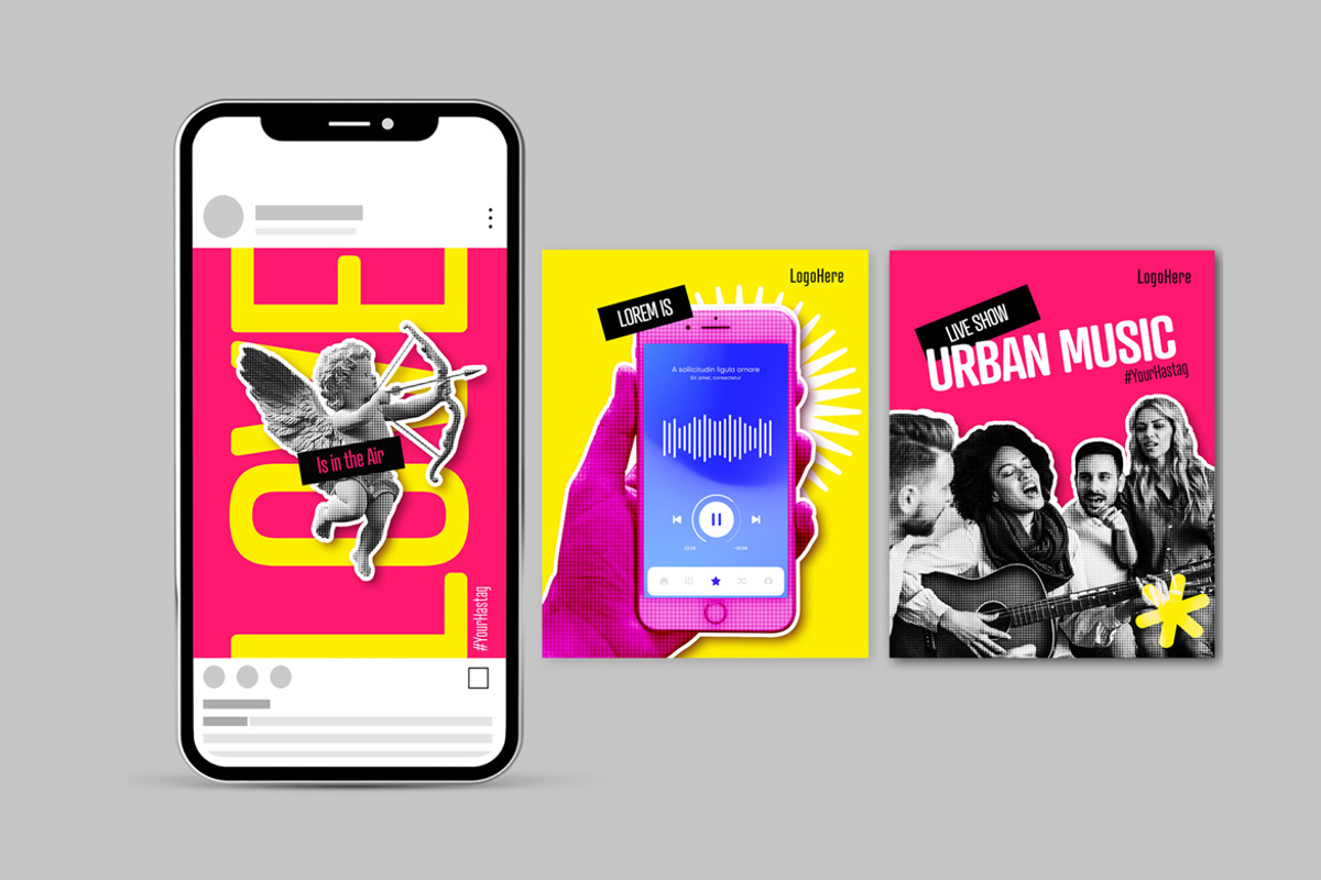 Pop Art Social Media Template Pack, a Design Template by McLittle Stock (Photo 1 of 3)
