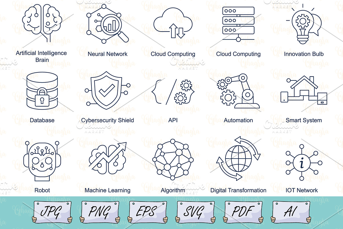 Digital Technology Icons Line Style, an Outline Icon by Ghagra (Photo 1 of 3)