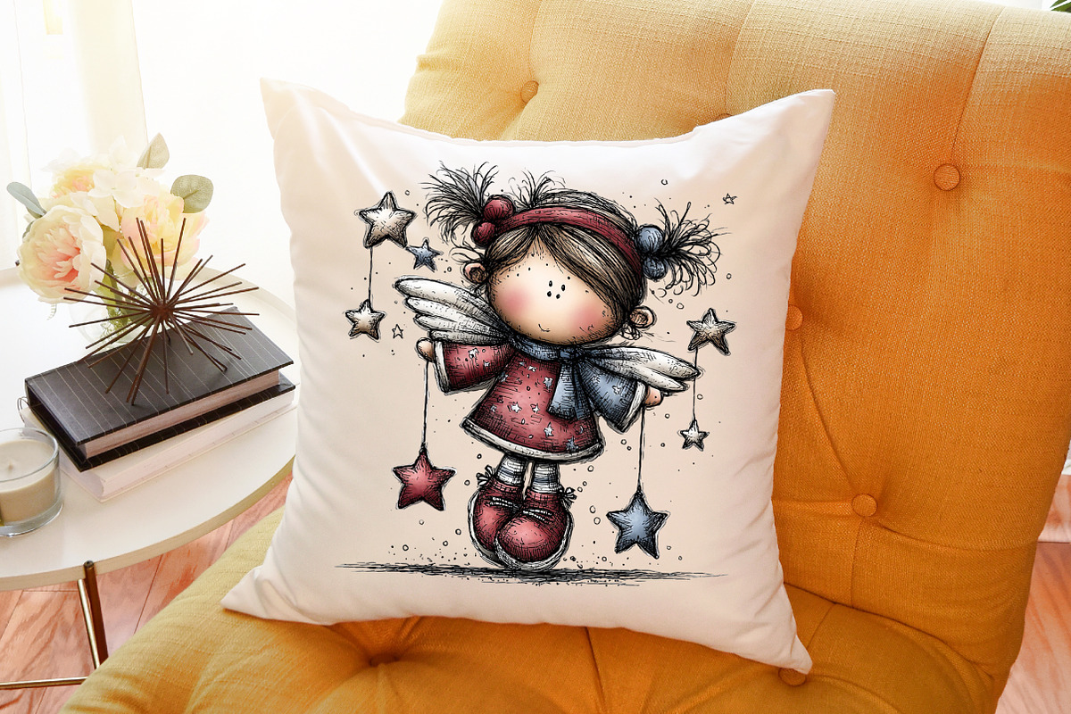Whimsical Christmas Angel Clipart, an Illustration by Sublimation Artist (Photo 6 of 6)