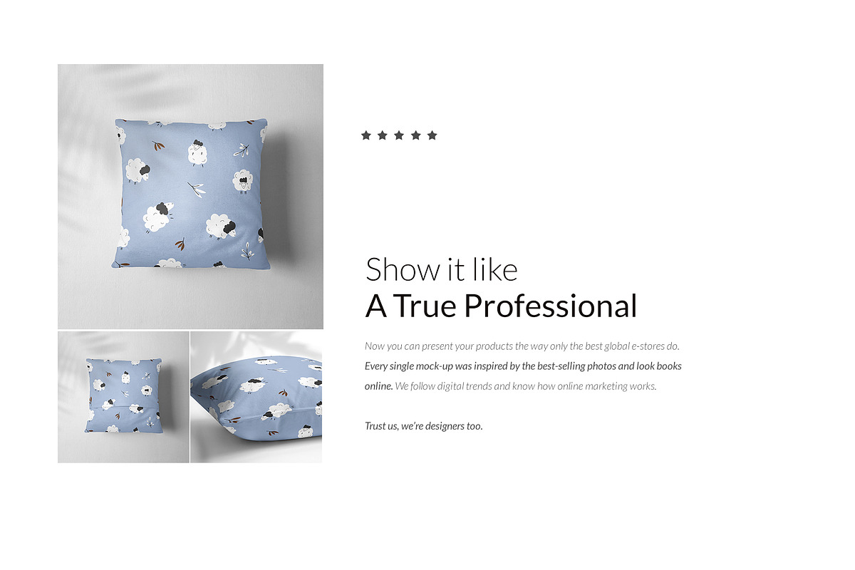 Throw Pillows 9x Mock-ups Set, a Print Template by Mocca Mockups Store (Photo 3 of 7)