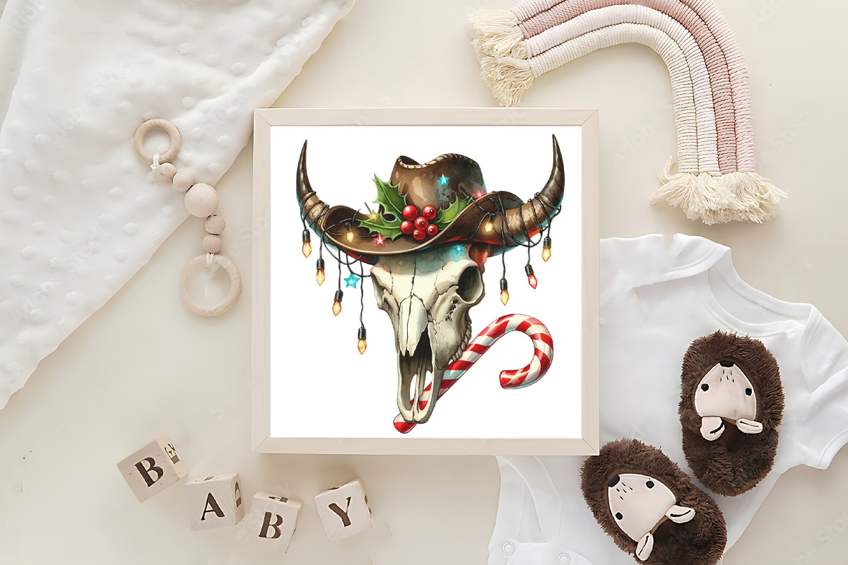 Watercolor Western Christmas Clipart, an Illustration by CraftArtStudio (Photo 6 of 6)