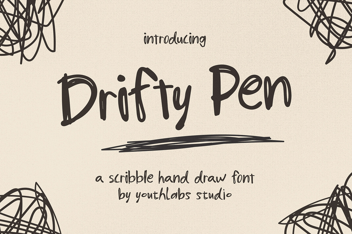 Drifty Pen – Scribble Handdrawn Font, a Handwritten Font by Youthlabs Studio (Photo 1 of 12)