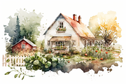 Spring Cottage Watercolor Collection, a Seasonal Illustration by OREJE (Thumbnail 13 of 17)