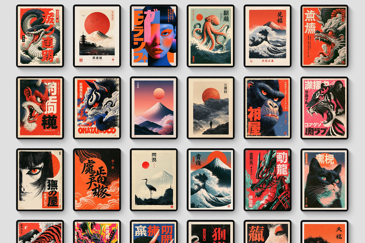 1000 Japanese Wall Art Prints Bundle, a Decorative Illustration by Selenique Studio (Photo 11 of 12)