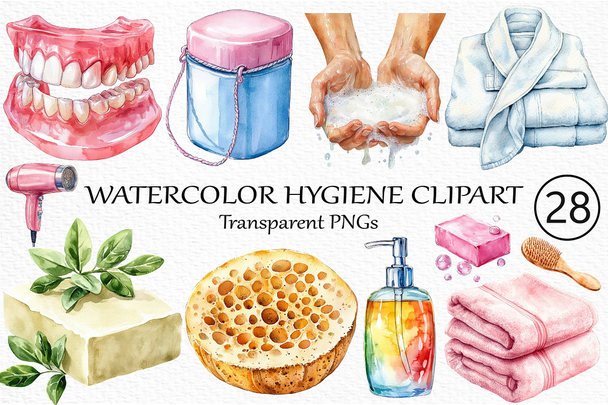 Watercolor Hygiene Clipart, an Illustration by Craft Nest (Photo 1 of 5)
