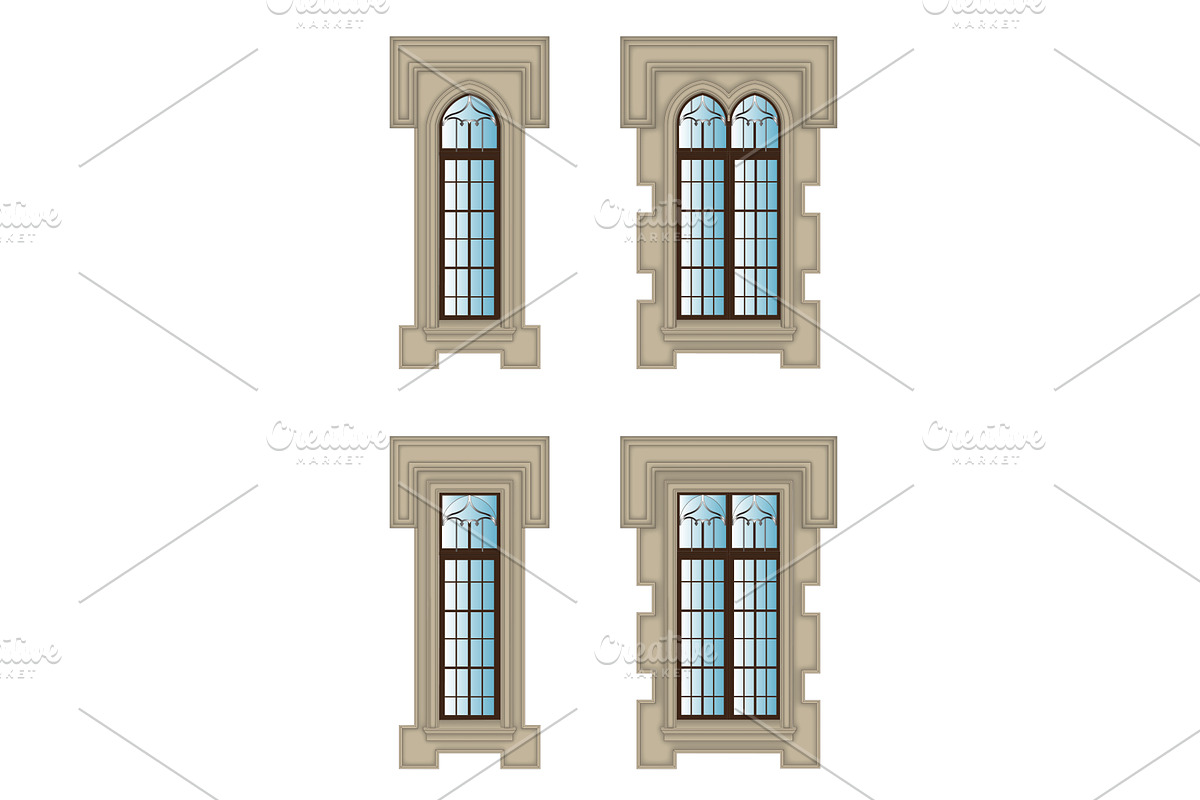 Gothic windows set, an Object Illustration by piter.goskov