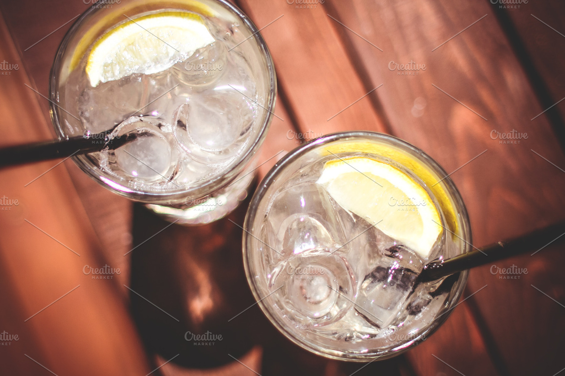 Two Lemon Fresh Drink From Above