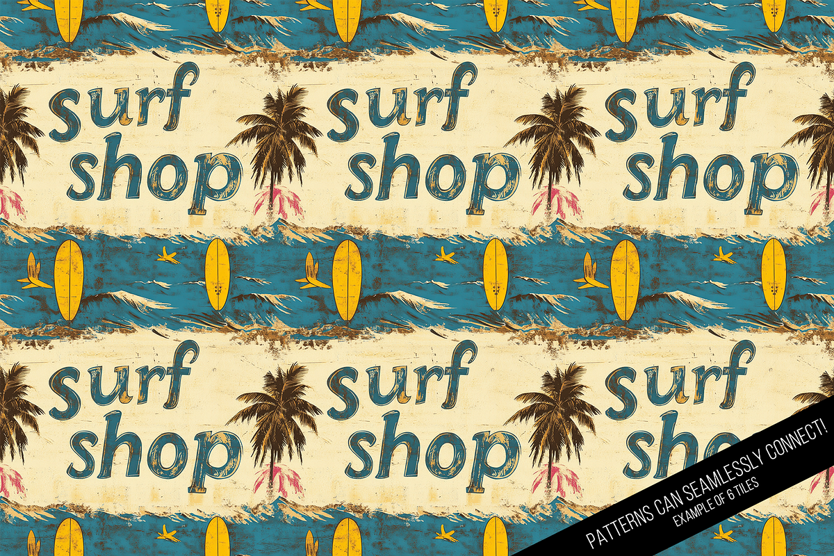 Retro Surfing Seamless Digital Paper, a Pattern Graphic by Chromolume Studio (Photo 15 of 15)