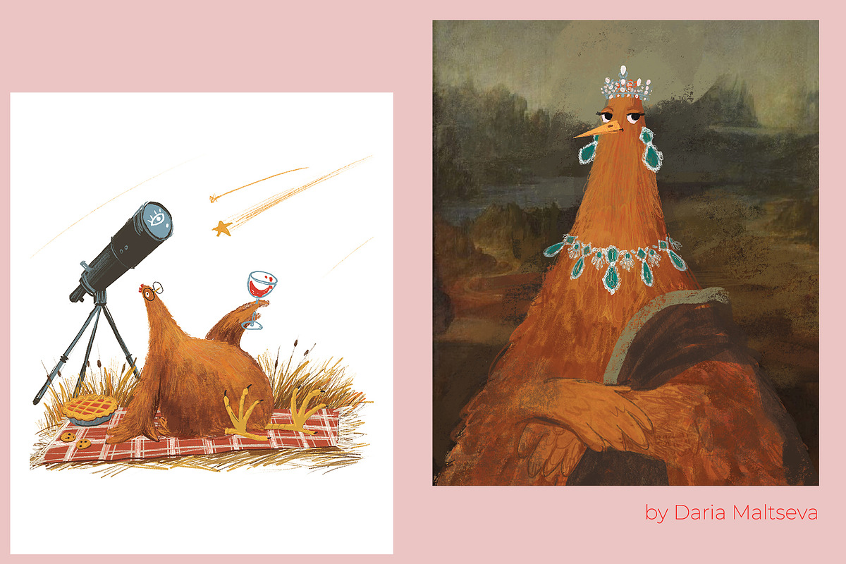 Valentine’s Day Happy Hen Illustrati, a Decorative Illustration by Dashnpro (Photo 4 of 8)