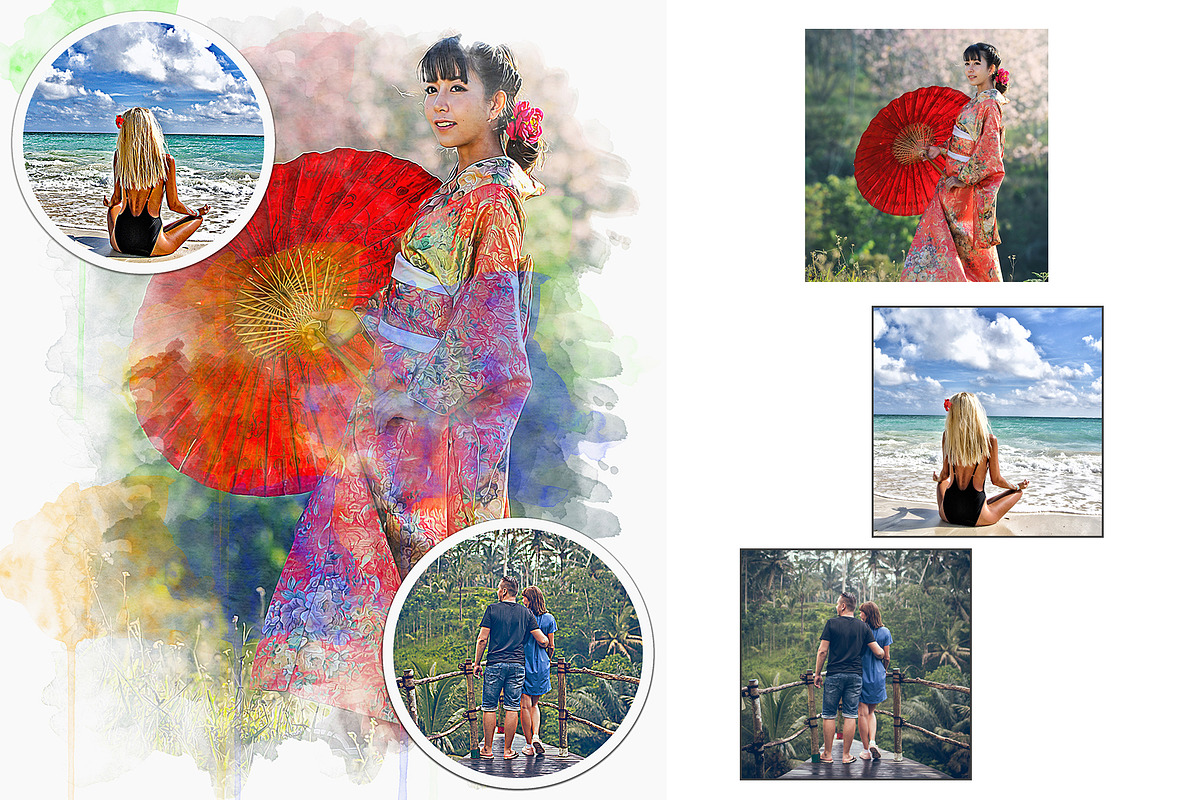 Watercolor Photo Frame Template, an Action Add-On by CraftingStudio (Photo 6 of 6)
