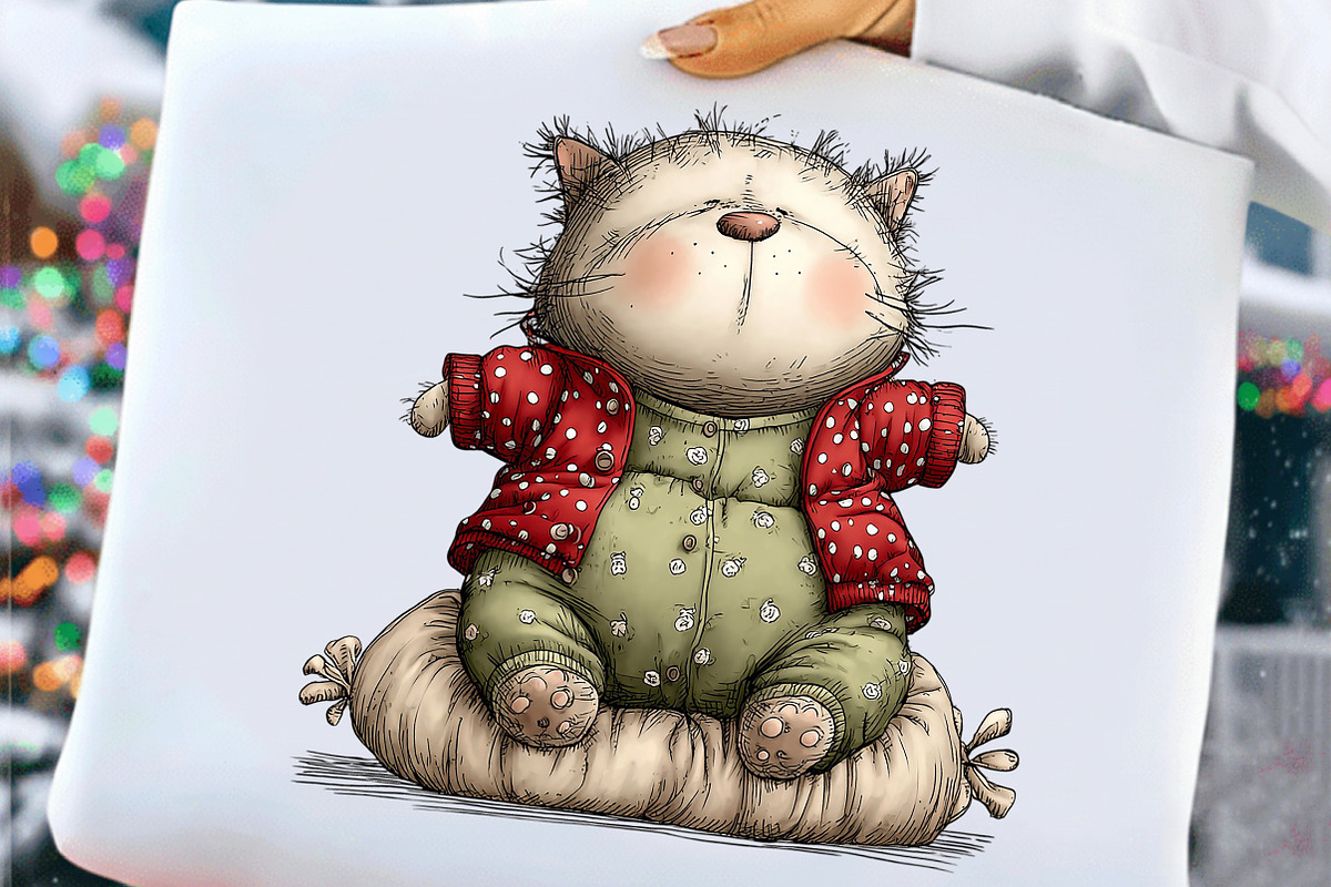 Winter Pajama Cats Clipart, an Illustration by Craft Nest (Photo 3 of 11)