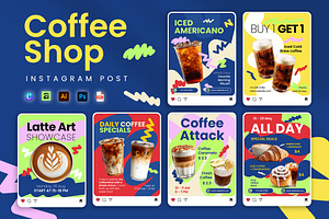 Colorful Coffee Shop - Instagram Pos, a Social Media Template by Jiwstudio