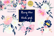 Navy blue & blush pink flowers, a Texture Illustration by LABFcreations (Thumbnail 3 of 6)