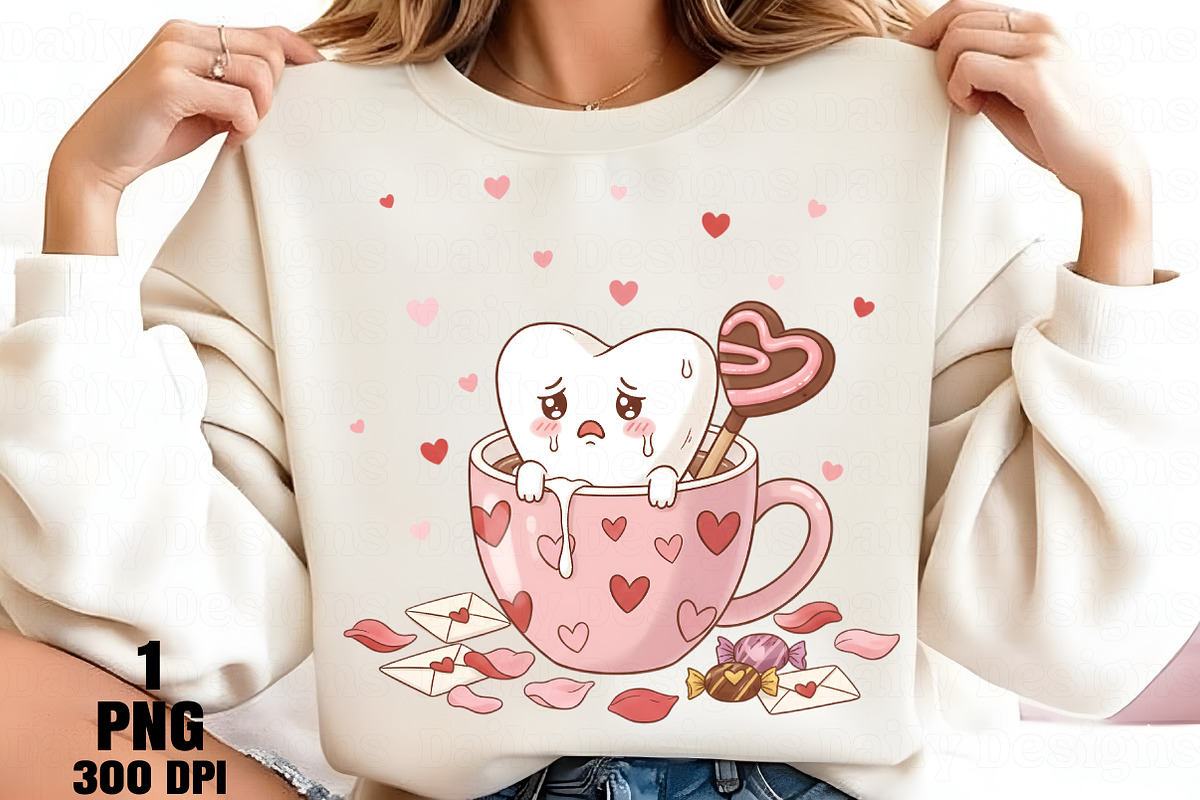 Sad Kawaii Heart in Valentine Mug PN, an Illustration by Daily.Designs (Photo 2 of 5)