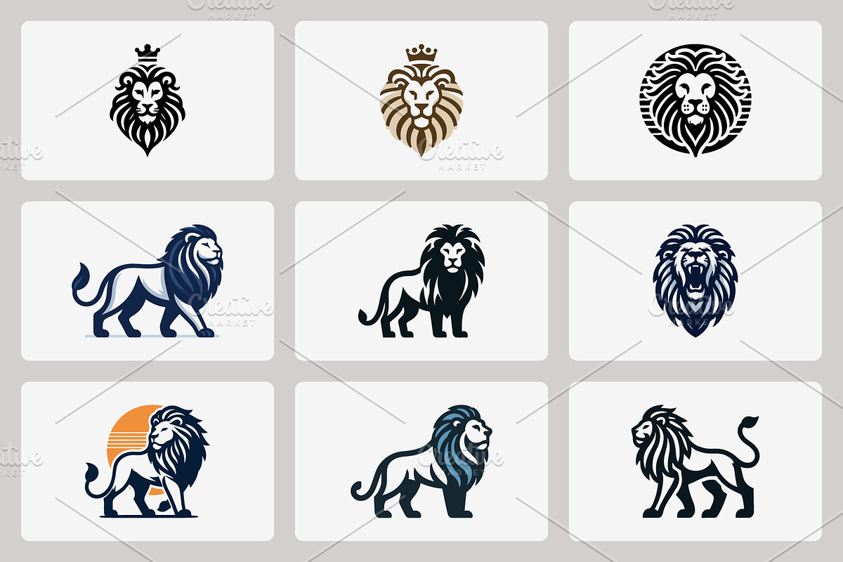Modern Lion Mascot Logo Bundle, a Branding & Logo Template by Vectorium Studio (Photo 5 of 21)