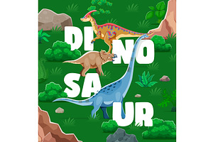 Prehistoric dinosaur banner, an Animal Illustration by Vector Tradition