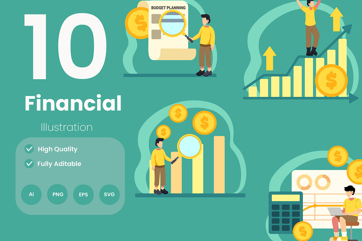 Financial Illustration Pack, an Illustration by baii09 (Photo 1 of 4)