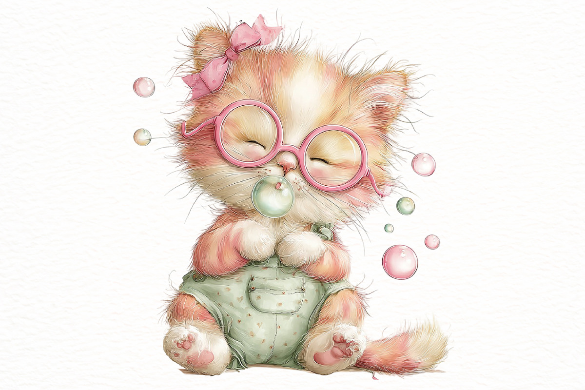 Whimsical Summer cat clipart, an Illustration by Designworld (Photo 5 of 8)