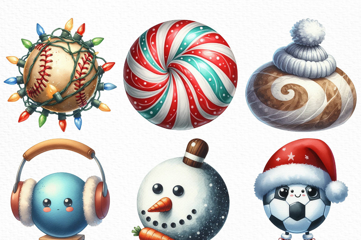 Christmas Sport Balls Sublimation, an Illustration by Craft Nest (Photo 4 of 6)