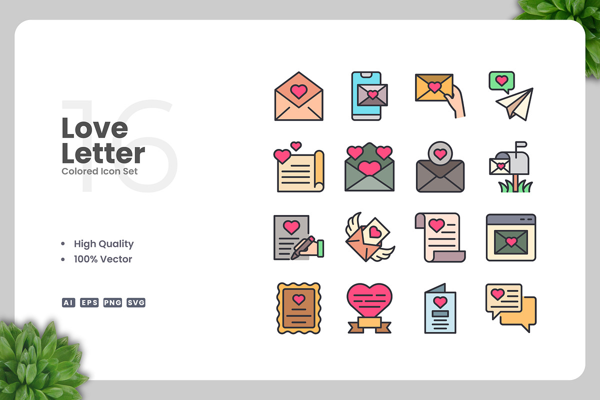 Love Letter Colored Icons, an Icon by Upnowgraphic
