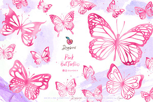 Pink Butterflies Png Clipart 157