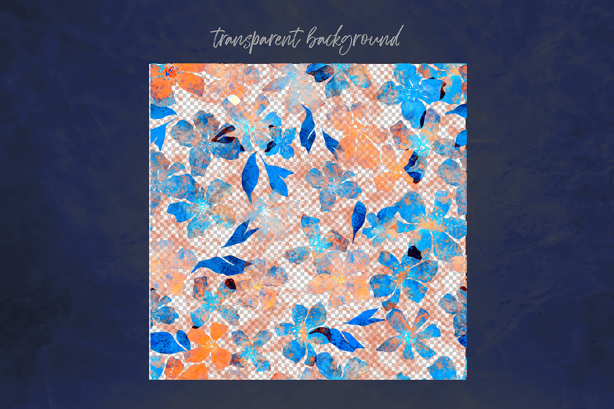 Blue & Orange Floral Pattern, a Pattern Graphic by MartinShop (Photo 10 of 10)
