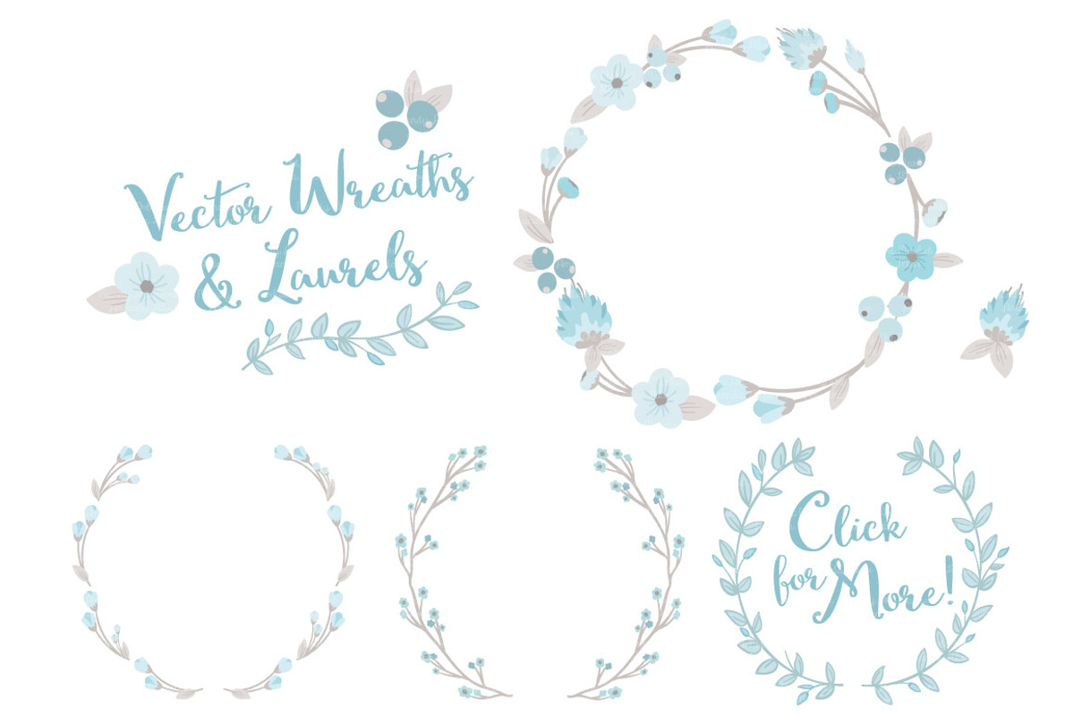 Soft Blue and Grey Flower Wreaths, an Illustration by Amanda Ilkov (Photo 3 of 3)