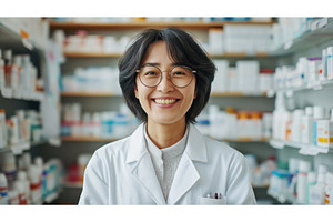 Asian female pharmacist in a white, a Health & Medical Photo by Sergey Kotenev