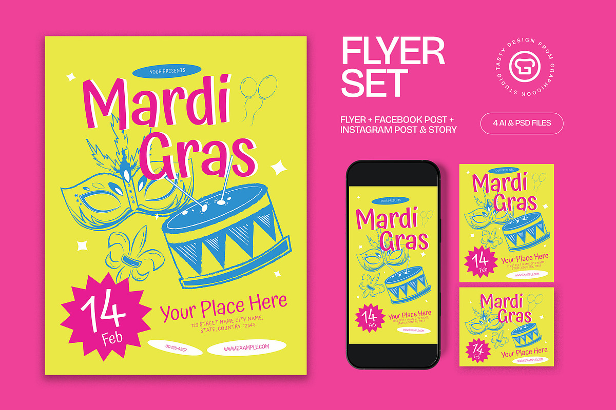 Mardi Gras Flyer, a Flyer Template by graphicook (Photo 1 of 3)