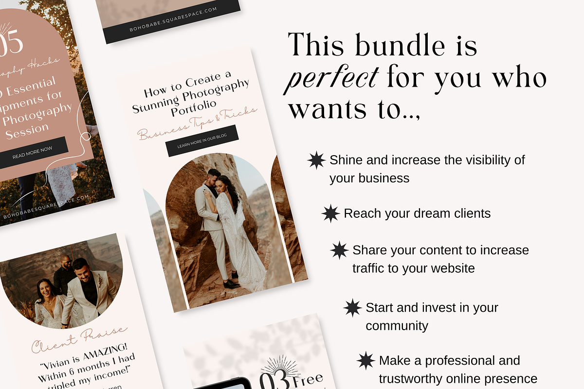 Pinterest Pin Templates Boho Canva, a Social Media Template by HerstedHertz (Photo 9 of 9)